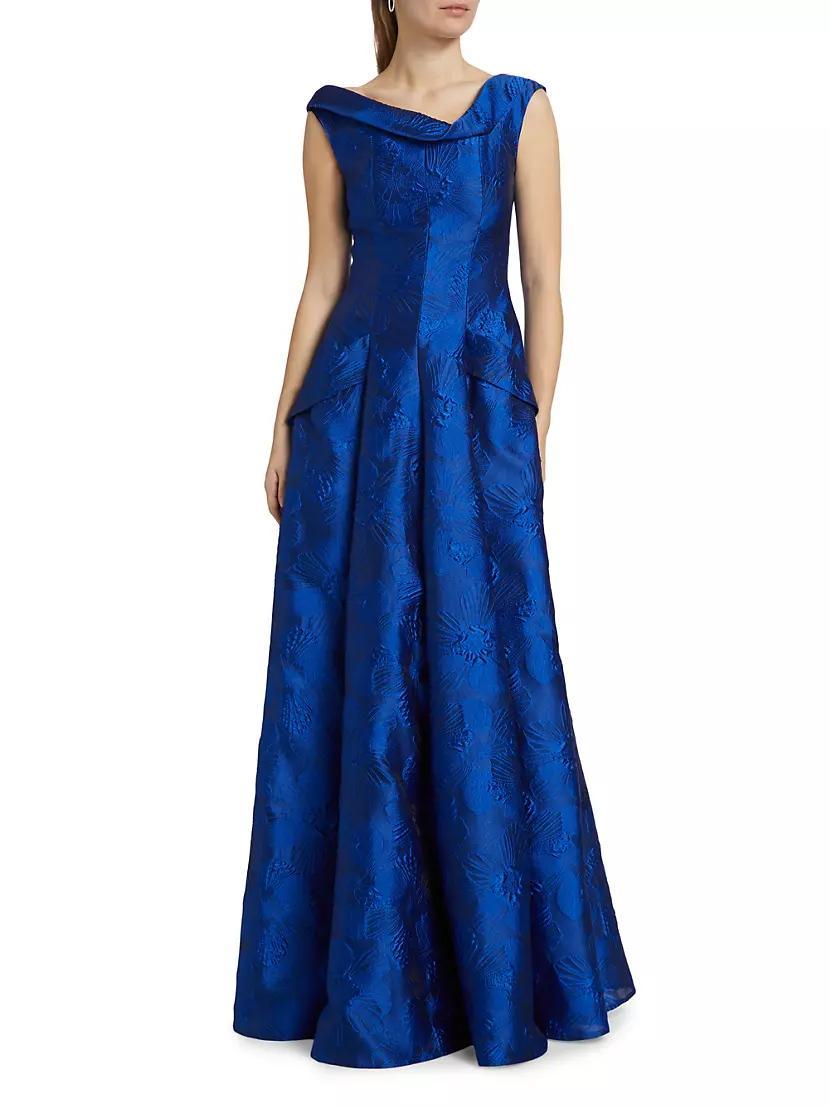 Floral Jacquard Cowl Neck Gown Product Image