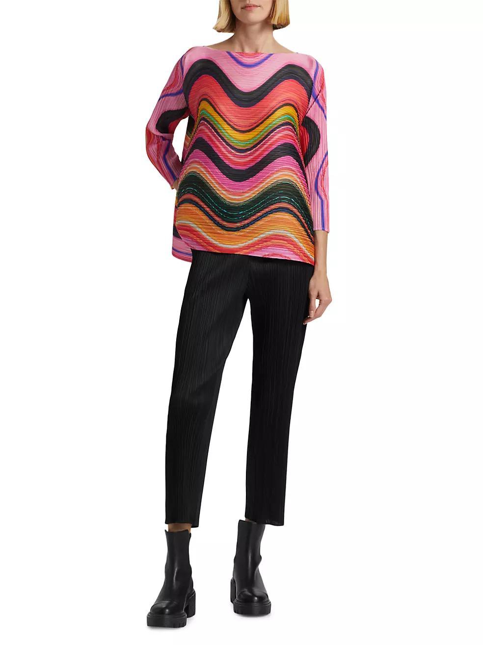 Warp Pleated Striped Top Product Image