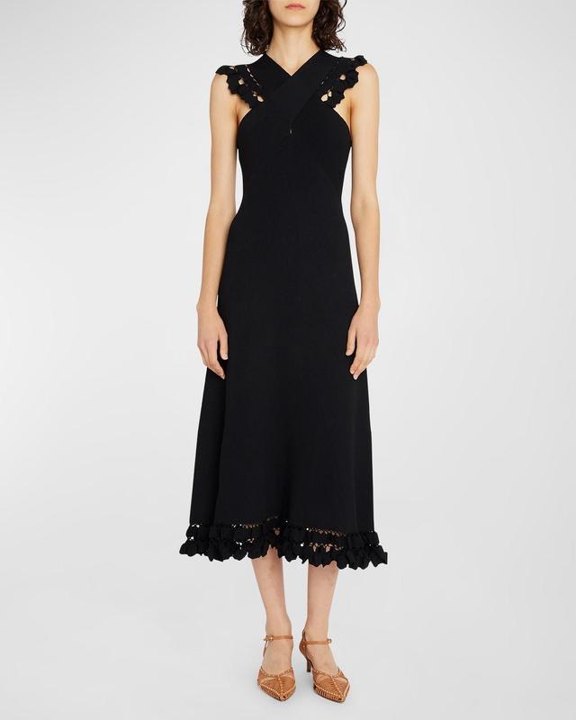 Ulla Johnson Fiora Cutwork Detail Rib Midi Dress Product Image