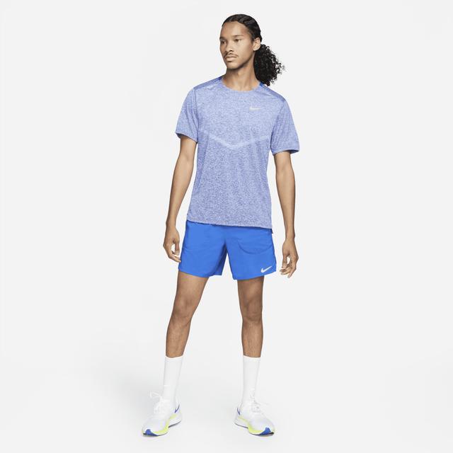 Nike Mens Dri-Fit Rise 365 Short Sleeve T-Shirt - Reflective Silver/Game Royal Product Image