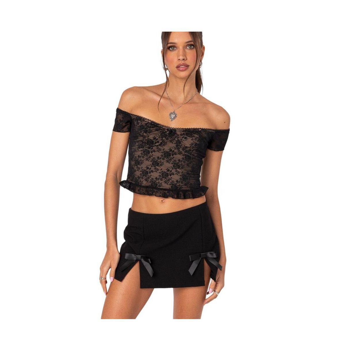 Edikted Womens Addie Off Shoulder Lace Top Product Image