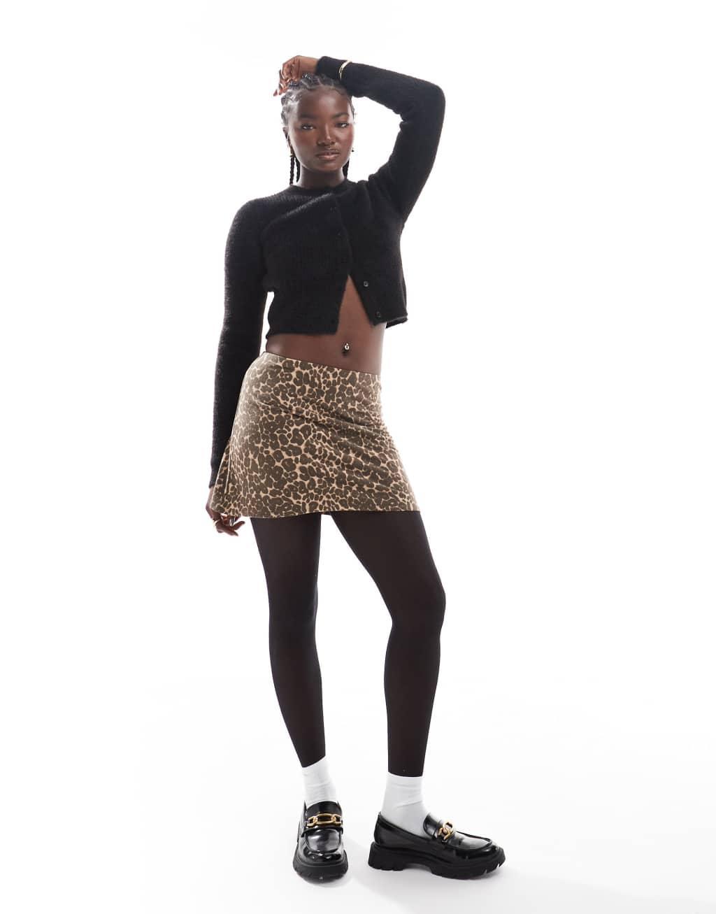 Cotton On bella mini skirt in leopard Product Image