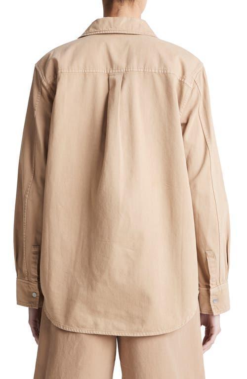 Cotton Twill Shirt Jacket In Beige Product Image