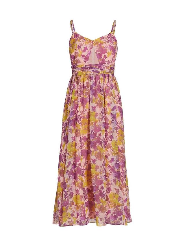 Womens Floral Cut-Out Midi-Dress Product Image