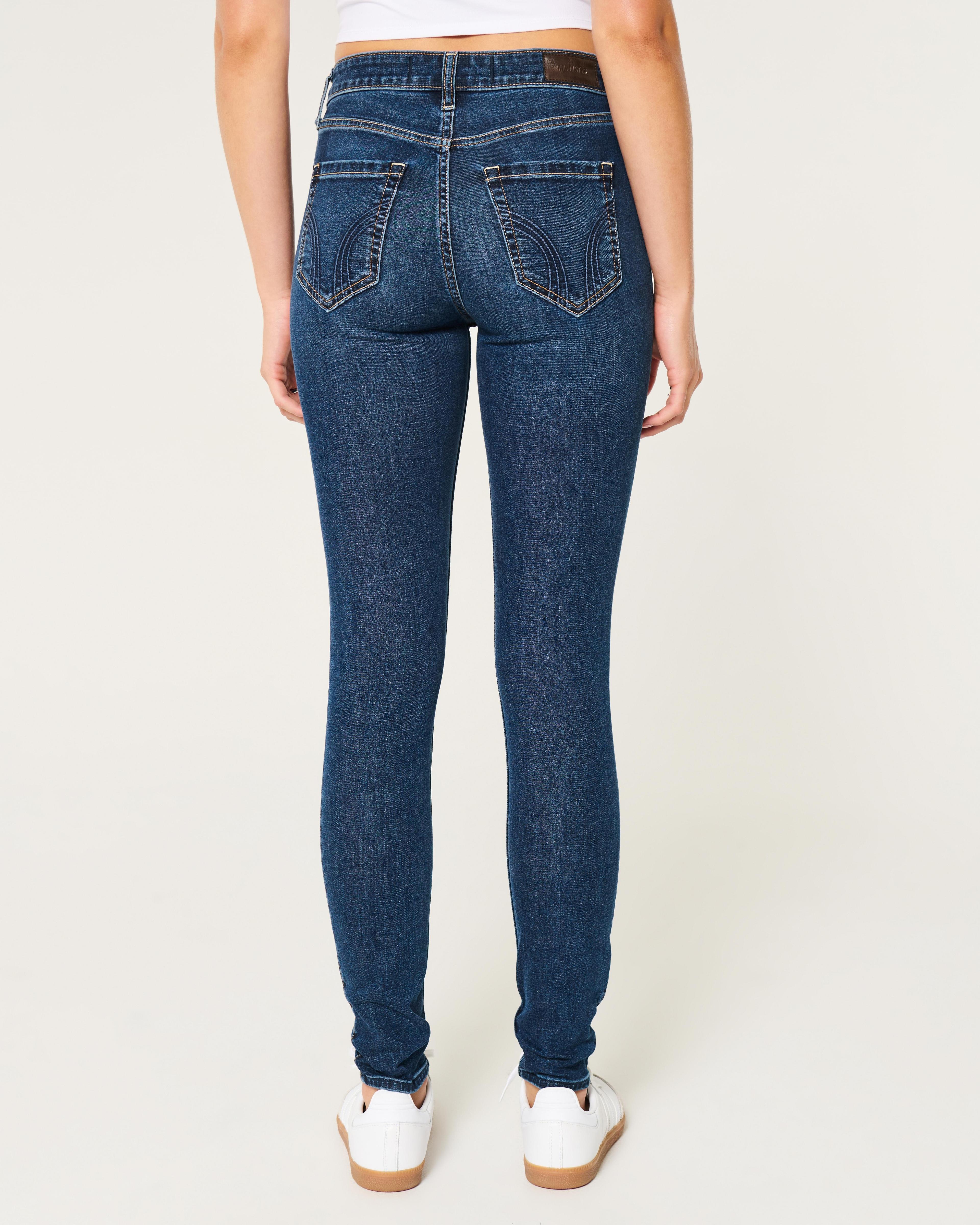 High-Rise Ripped Dark Wash Super Skinny Jeans Product Image