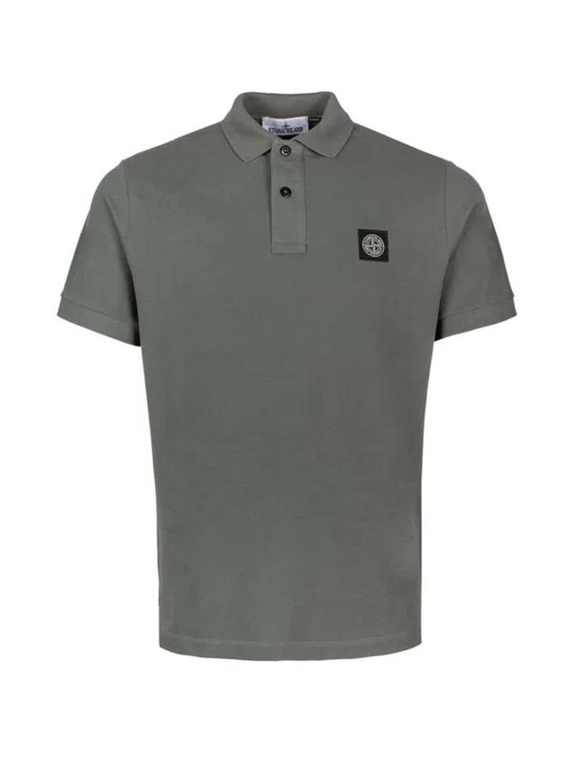 STONE ISLAND Green Piqué Slim Fit Polo Shirt In Brown Product Image