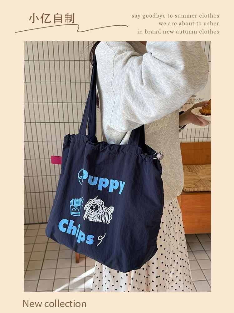 Lettering Dog Print Tote Bag Product Image