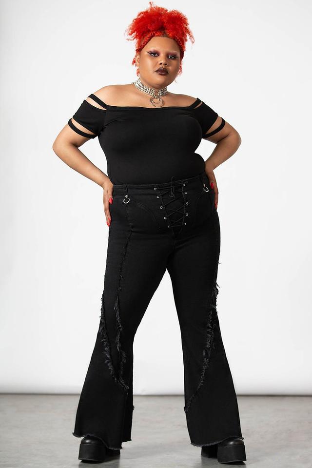 Dasia Lace-Up Bell Bottoms [PLUS] Female Product Image