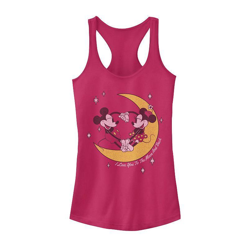 Disneys Mickey And Friends Mickey & Minnie I Love You To The Moon & Back Juniors Racerback Tank Top, Girls Product Image