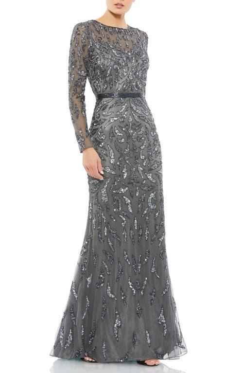 Mac Duggal Beaded Long Sleeve Gown Product Image