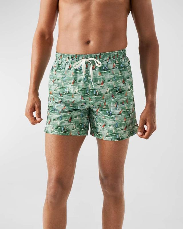 Mens Boat Print Swim Shorts Product Image