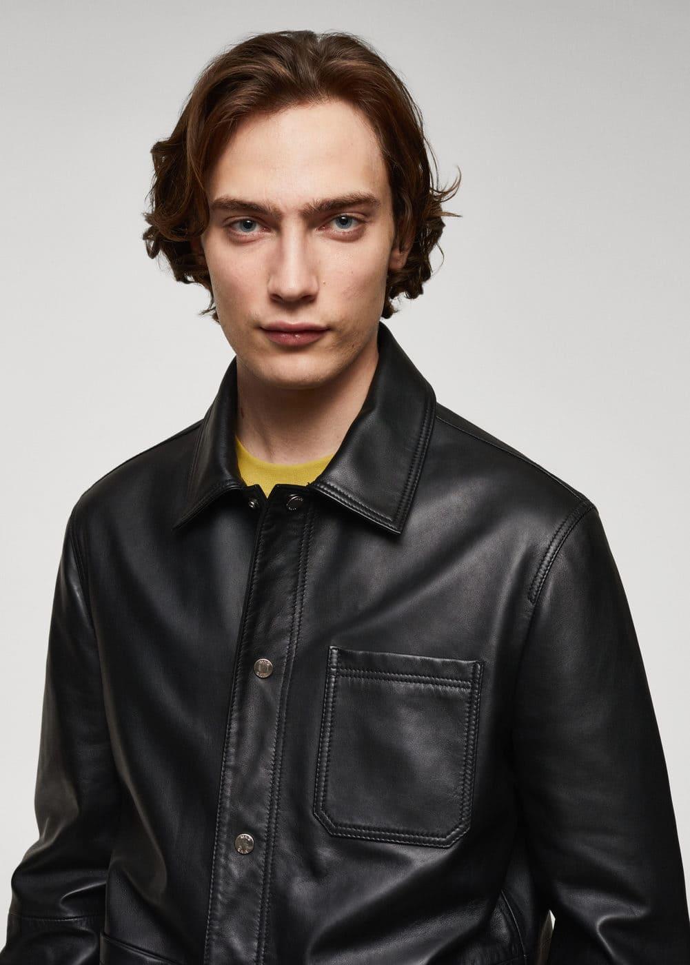 MANGO MAN - 100% nappa leather jacket blackMen Product Image