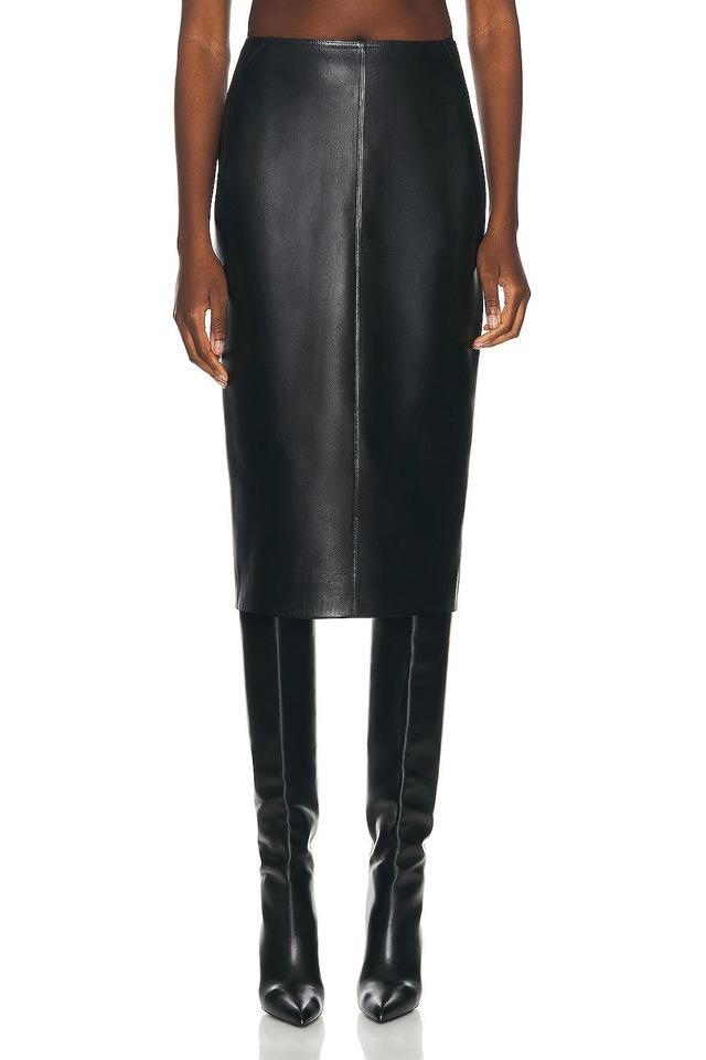 ALAÏA Leather Pencil Skirt in Black Product Image