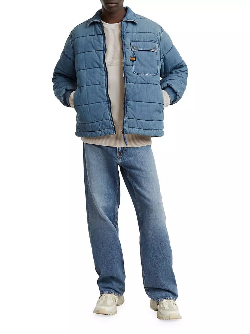 Padded Denim Bomber Jacket Product Image