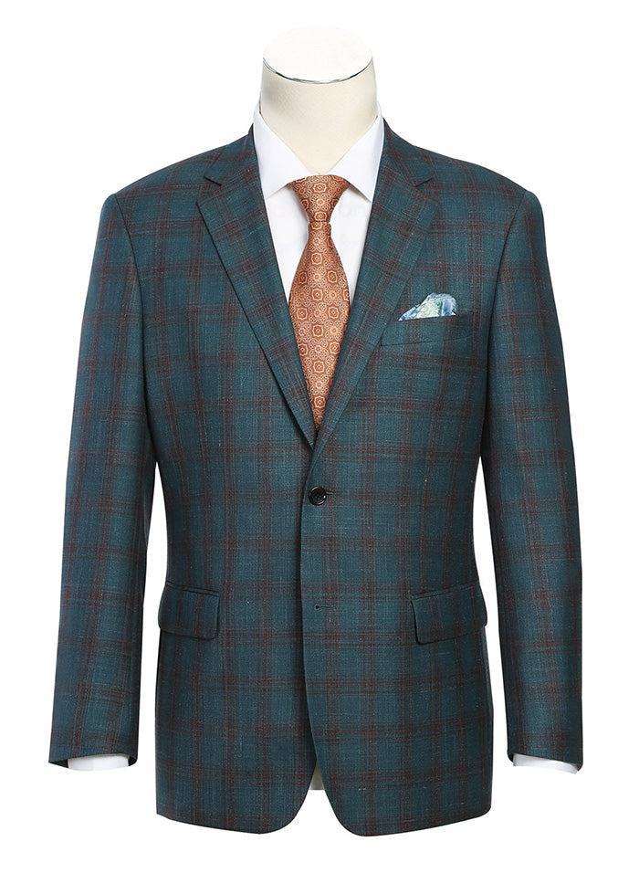 Regular Fit Wool & Linen Windowpane Blazer Product Image