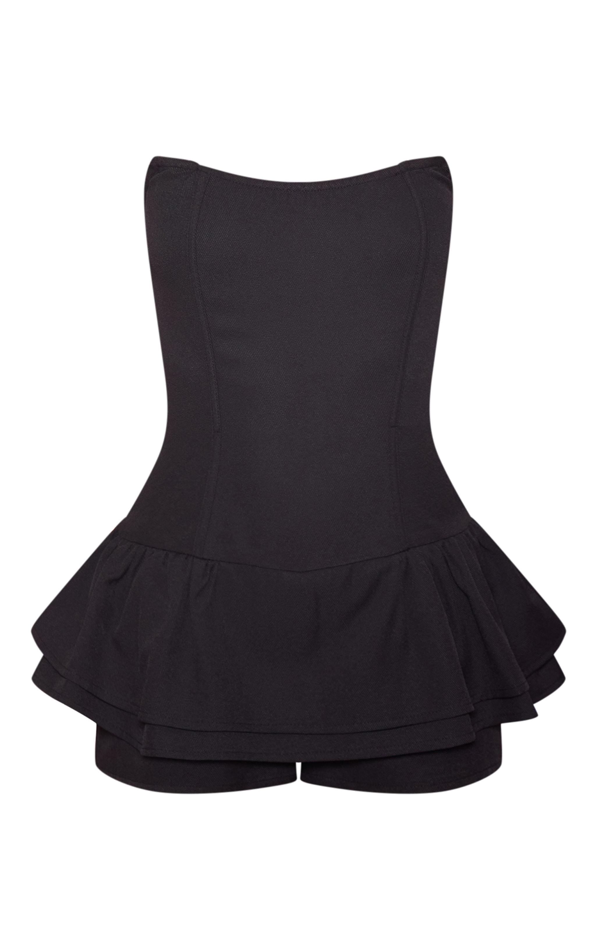 Black Twill Bandeau Rara Romper Product Image