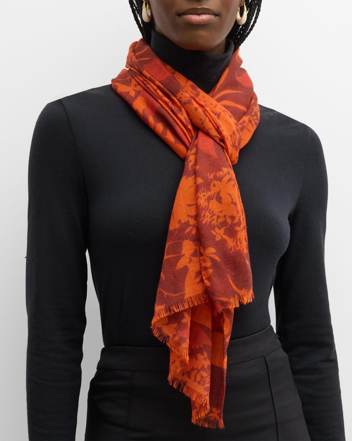 Akris Abraham Floral Cashmere & Silk Fringe Scarf Product Image