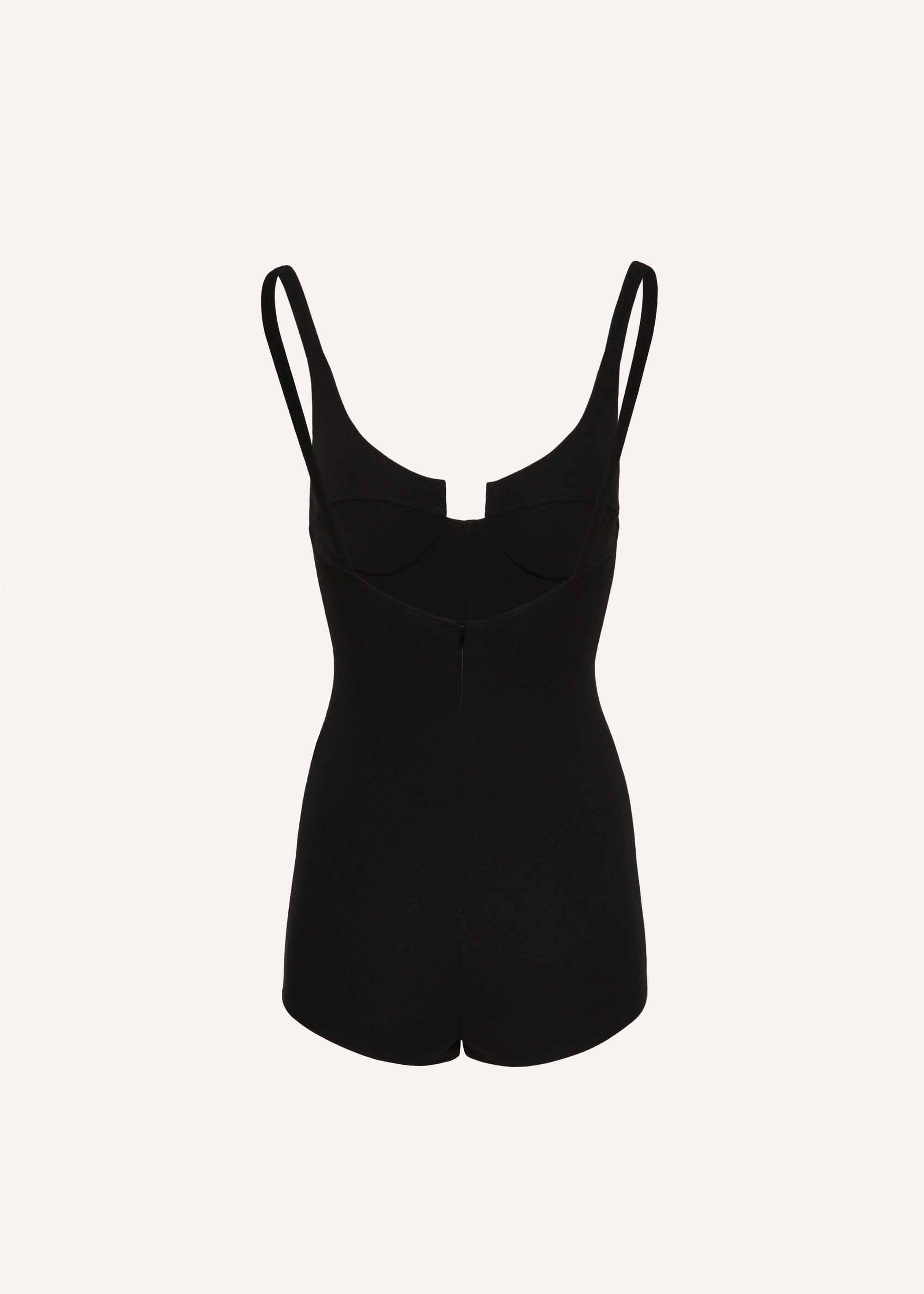 Scoop neck romper in black Product Image