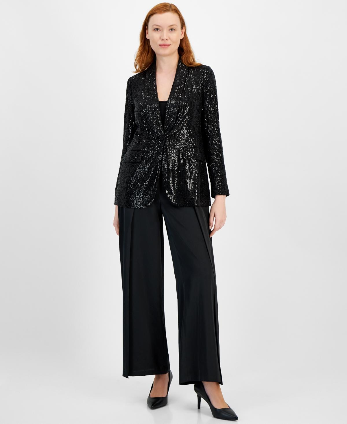 Anne Klein Womens Sequin One-Button Blazer Product Image