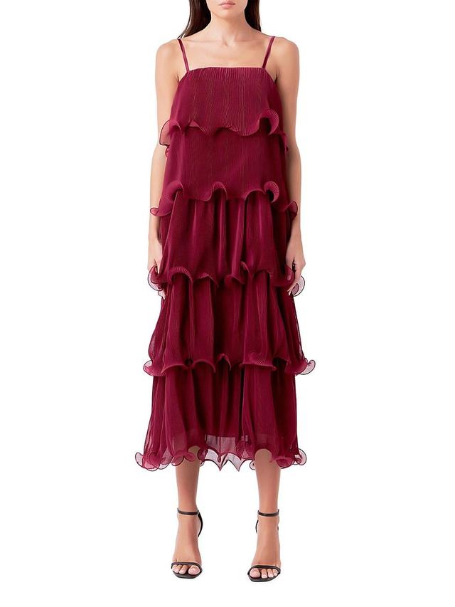 Womens Pleated Tiered Long Dress Product Image