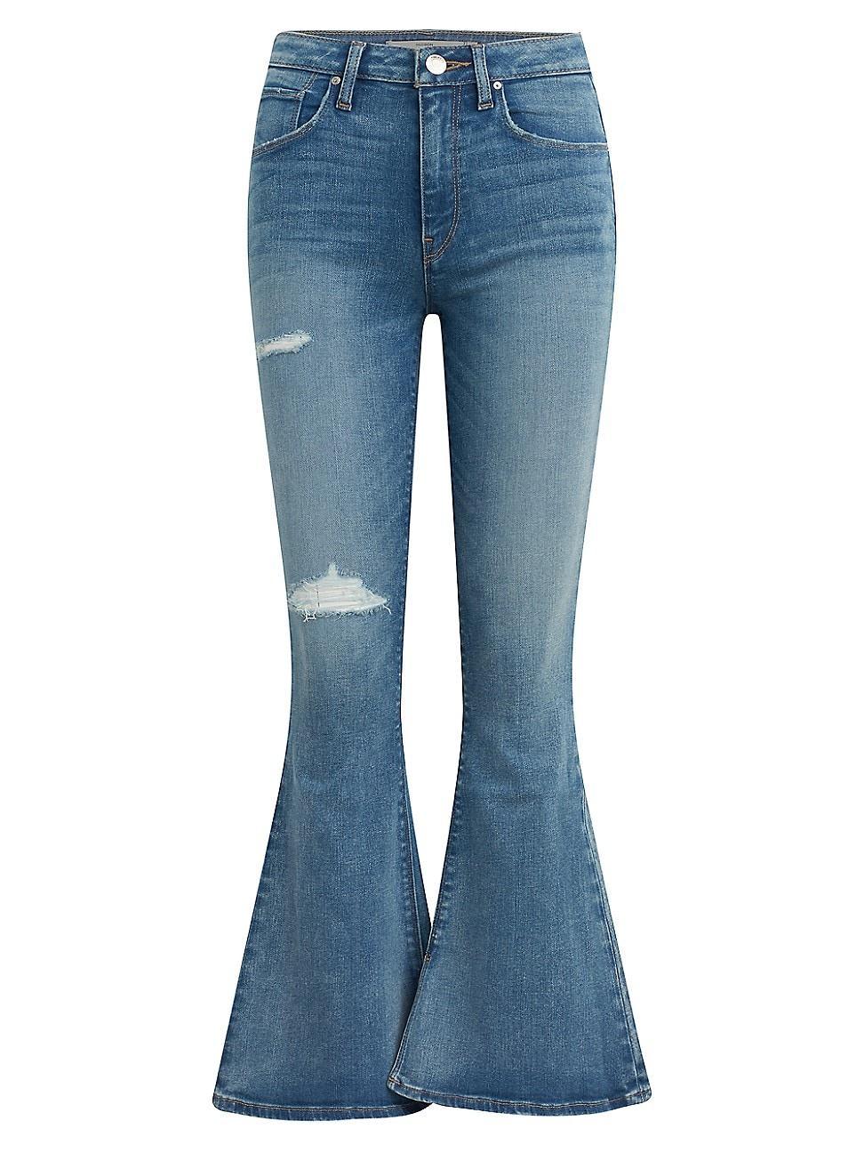 Womens Holly Petite High-Rise Stretch Distressed Bootcut Jeans Product Image