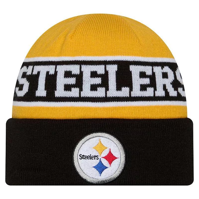 Mens New Era Pittsburgh Steelers Reverse Cuffed Knit Hat Product Image