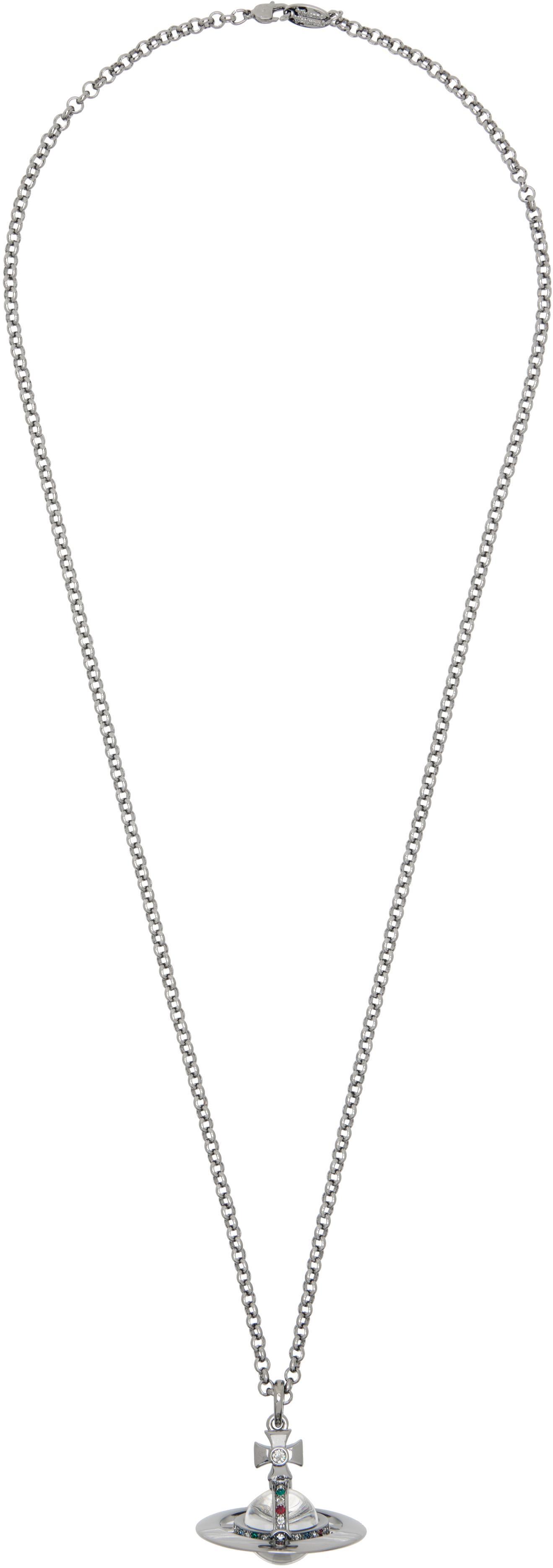 VIVIENNE WESTWOOD Gunmetal New Small Orb Pendant Necklace In Black Product Image