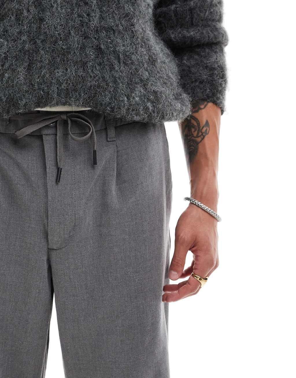 Jack & Jones Bill wide fit smart pants with pleat front in gray Product Image