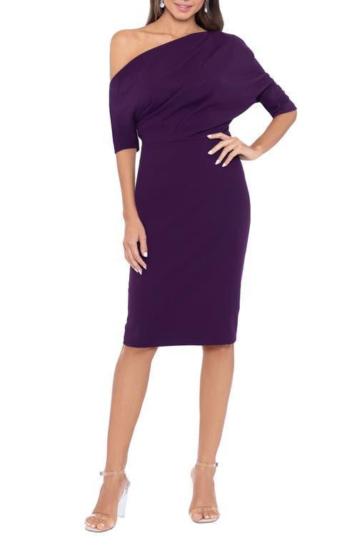 Betsy & Adam One-Shoulder Crepe Scuba Sheath Dress Product Image