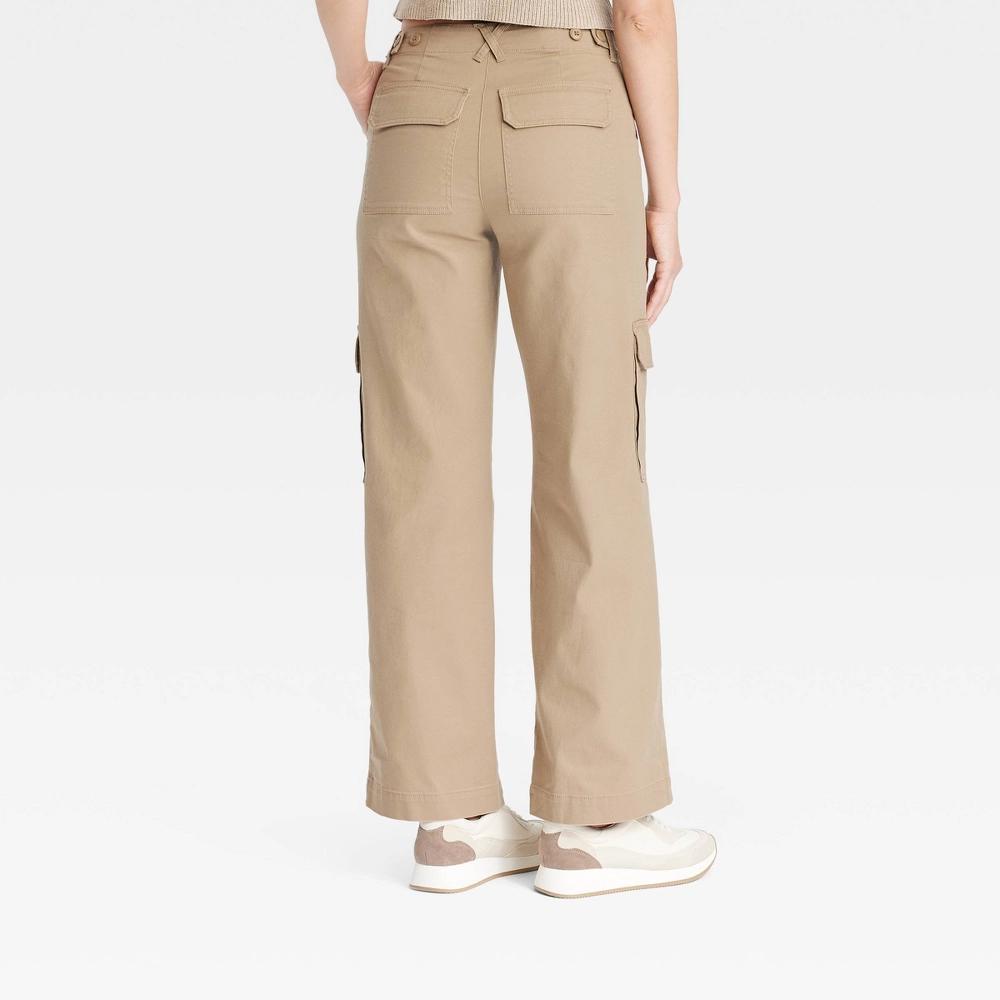 Womens Mid-Rise Straight Leg Utility Cargo Pants - Universal Thread Tan 2 Product Image