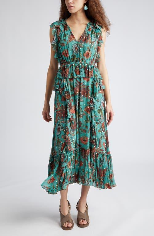 Ulla Johnson Adrienne Floral Silk Blend Midi Dress Product Image