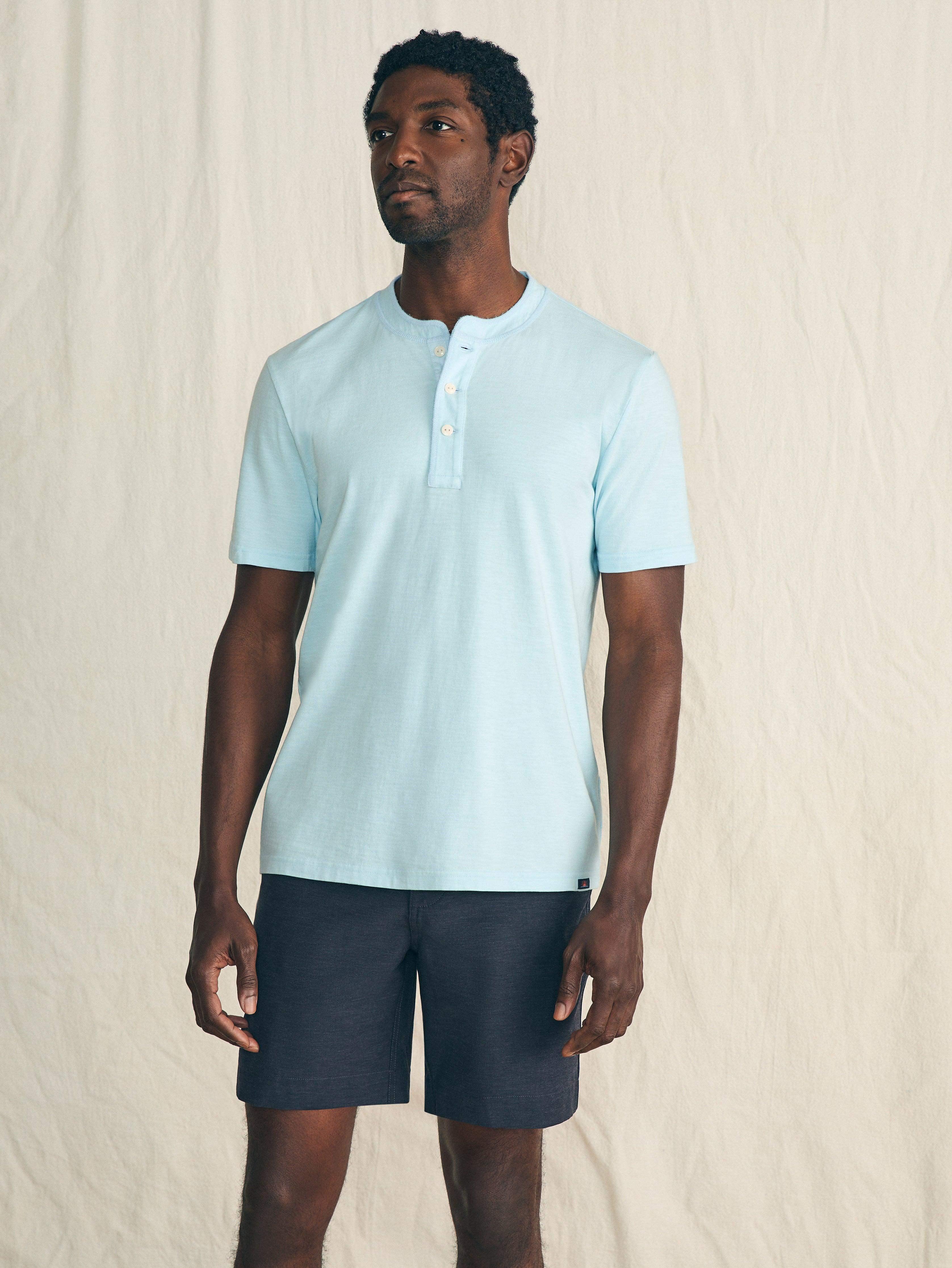 Short-Sleeve Sunwashed Henley - Blue Oasis Male Product Image