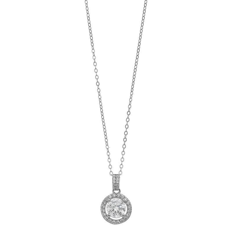 Stella Valentino Sterling Silver 1 Carat T.W. Lab-Created Moissanite Halo Cluster Drop Pendant Necklace, Womens Product Image