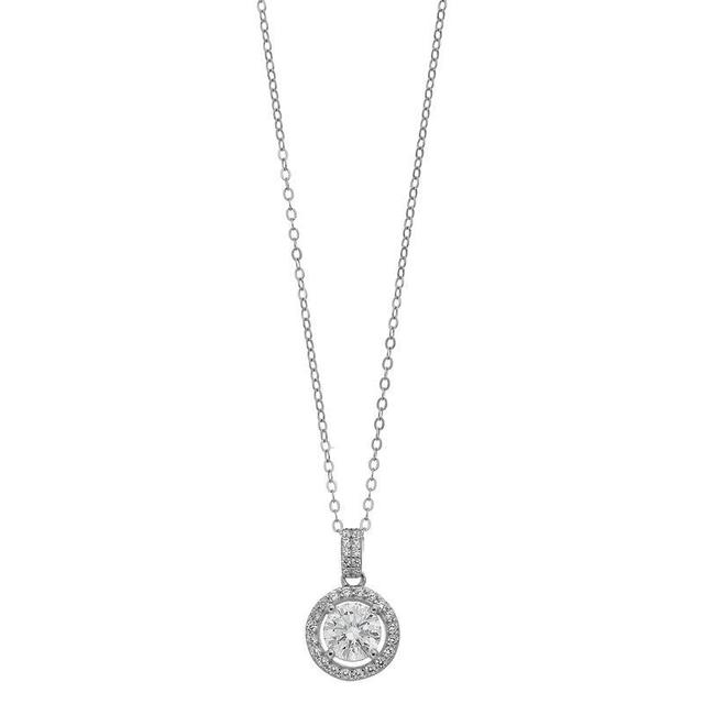 Stella Valentino Sterling Silver 1 Carat T.W. Lab-Created Moissanite Halo Cluster Drop Pendant Necklace, Womens Product Image