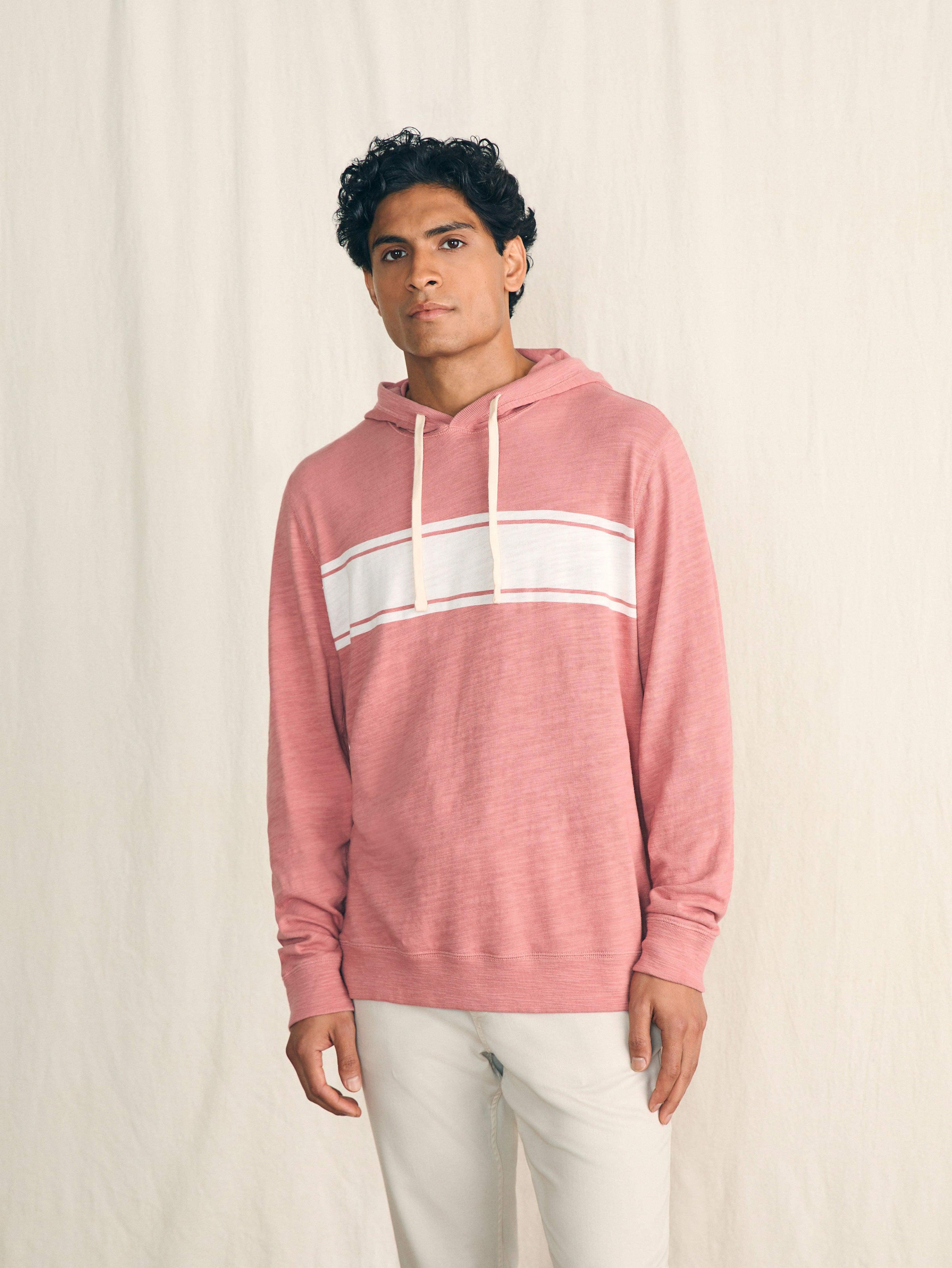 Sunwashed Slub Hoodie - Summer Red Surf Stripe Male Product Image