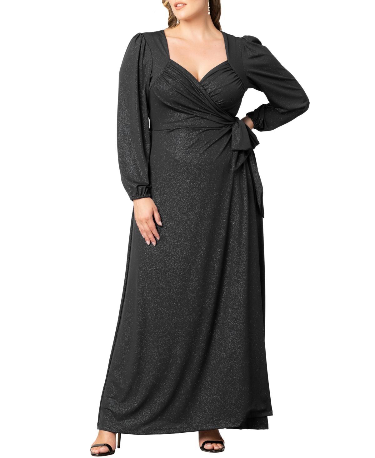 Womens Plus Size Modern Muse Long Sleeve Wrap Gown Product Image