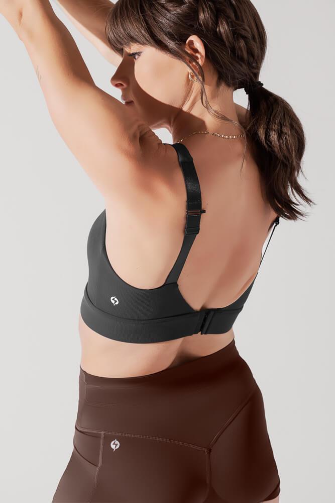 Adventure Scoop Bra (Ribbed) - Charcoal Product Image