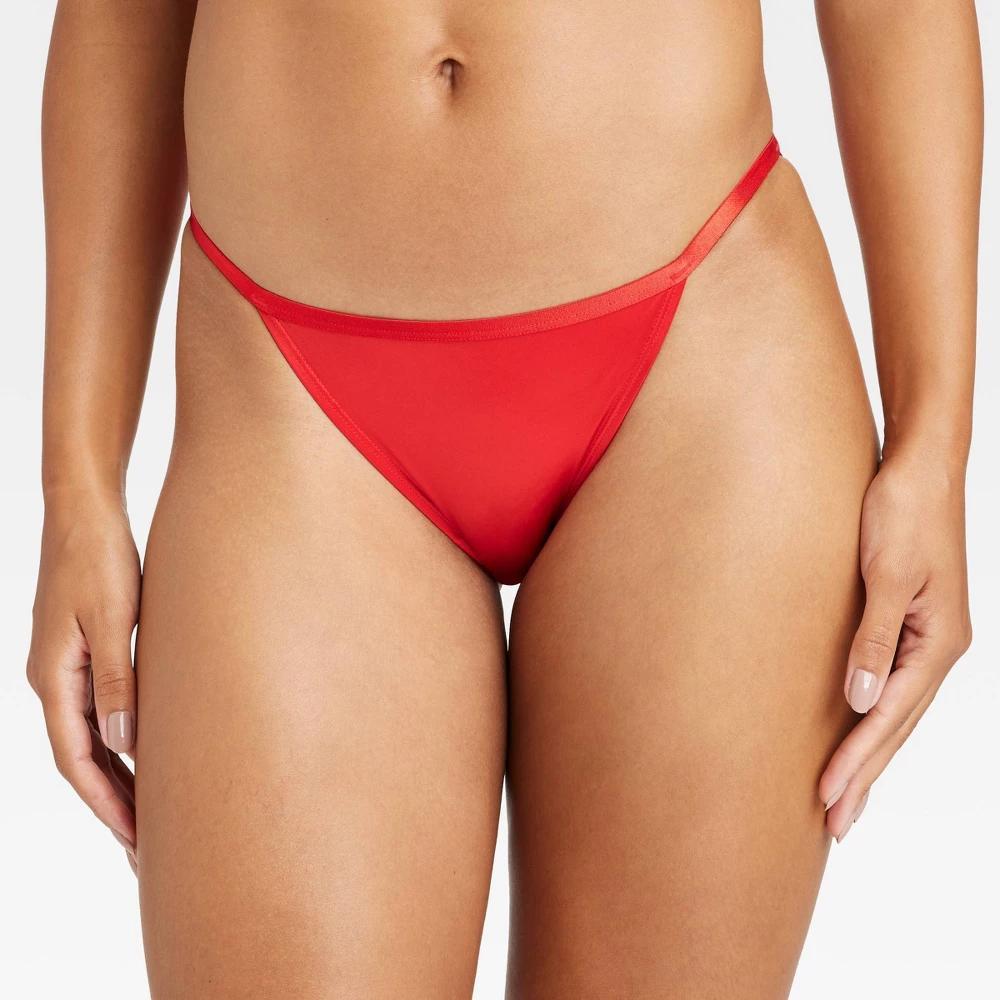 Womens Satin Cheeky Underwear - Auden Red XL Product Image