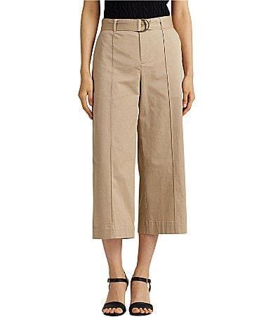 Lauren Ralph Lauren Brienda Wide Leg Ankle Length Belted Capri Pants Product Image