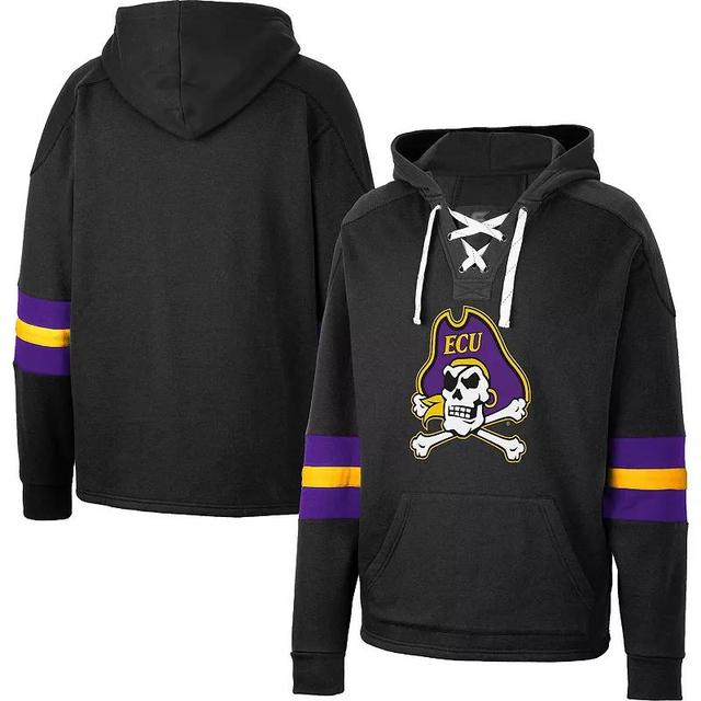 Mens Colosseum Black ECU Pirates Lace-Up 4.0 Pullover Hoodie Product Image