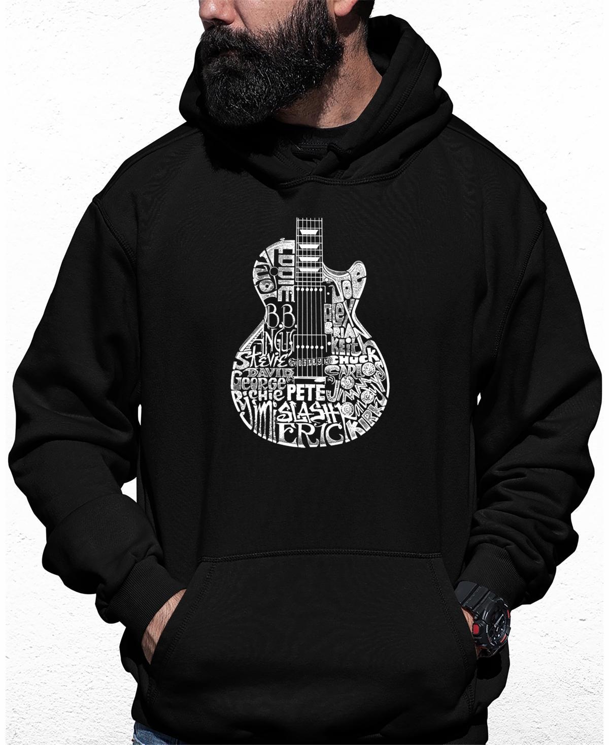 Mens Rock Guitar Head Word Art Hooded Sweatshirt Product Image