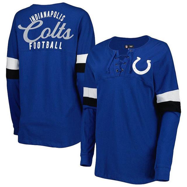 Womens New Era Royal Indianapolis Colts Athletic Varsity Lightweight Lace-Up Long Sleeve T-Shirt Product Image