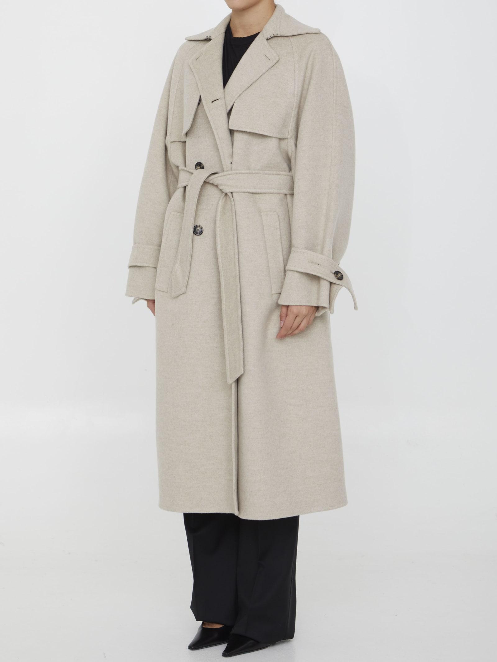 MAX MARA Double-breasted Long-sleeved Coat In Beige Product Image