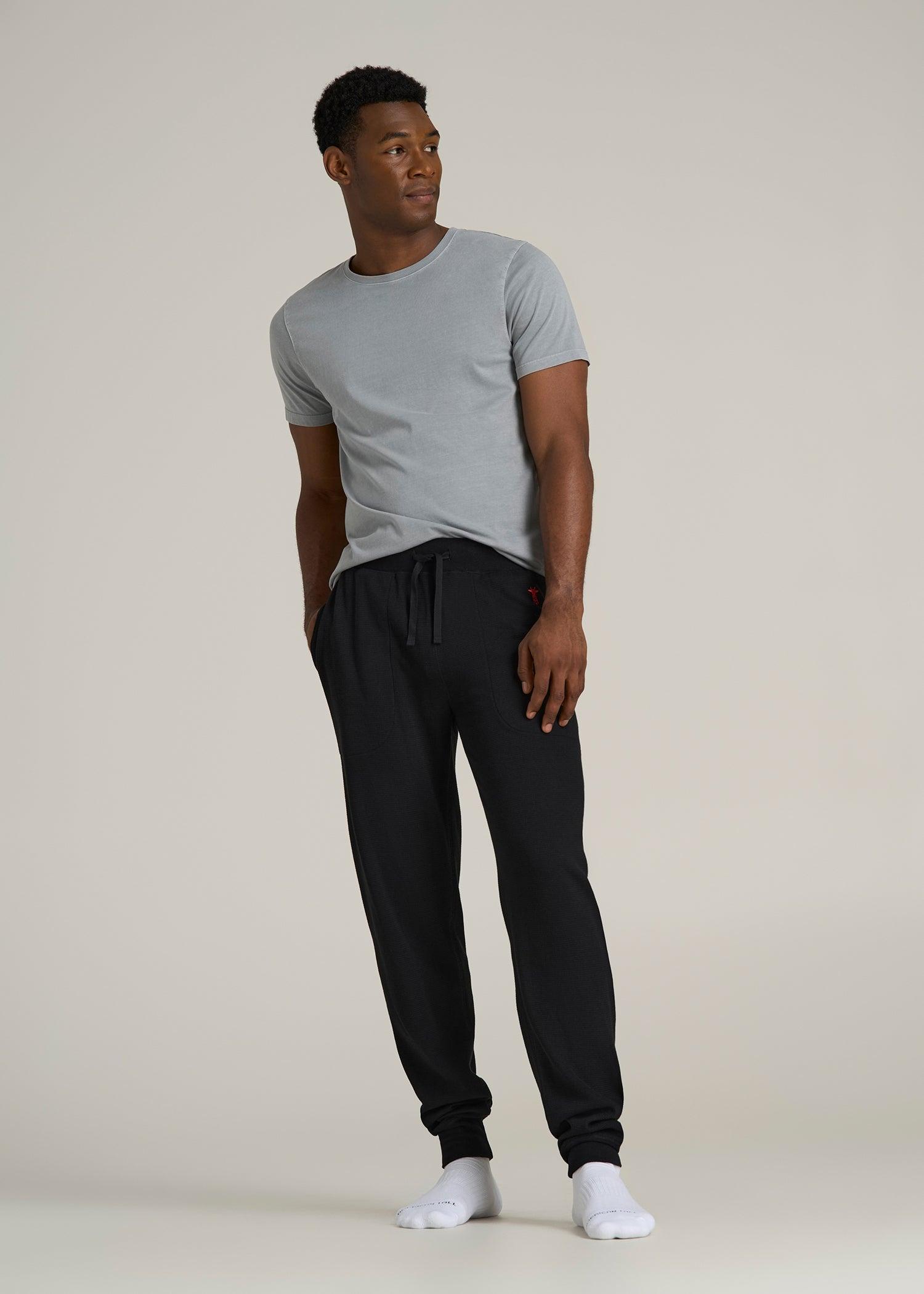 Waffle-Knit Lounge Jogger for Tall Men in Black Product Image