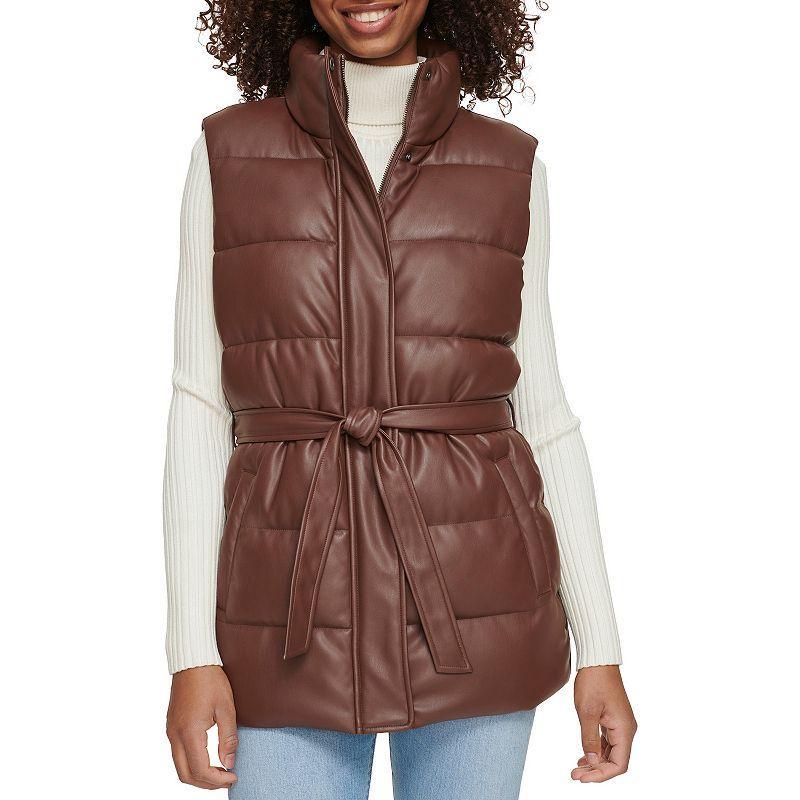 Womens Levis Faux Leather Vest With Cinch Waist Brown Brown Product Image