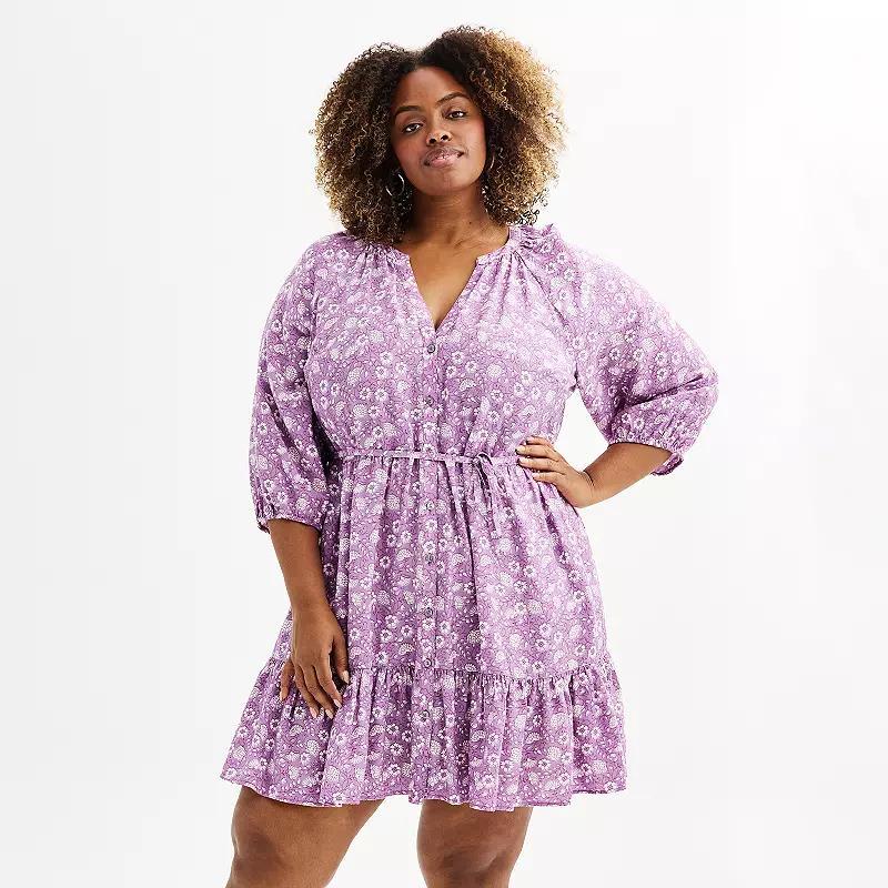 Plus Size Sonoma Goods For Life Femme Button Front Mini Dress, Womens Product Image