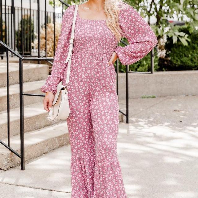 Aware of This Mauve Daisy Flare Jumpsuit FINAL SALE Product Image