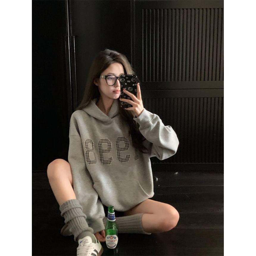 Drop Shoulder Numbering Oversized Hoodie Product Image