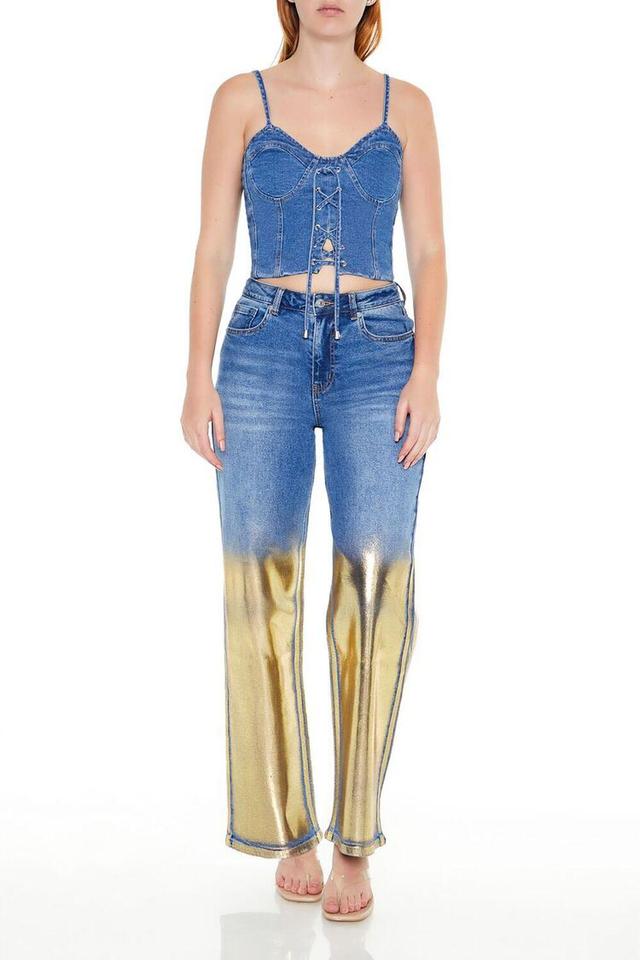 Metallic Dip-Dye High-Rise Jeans | Forever 21 Product Image