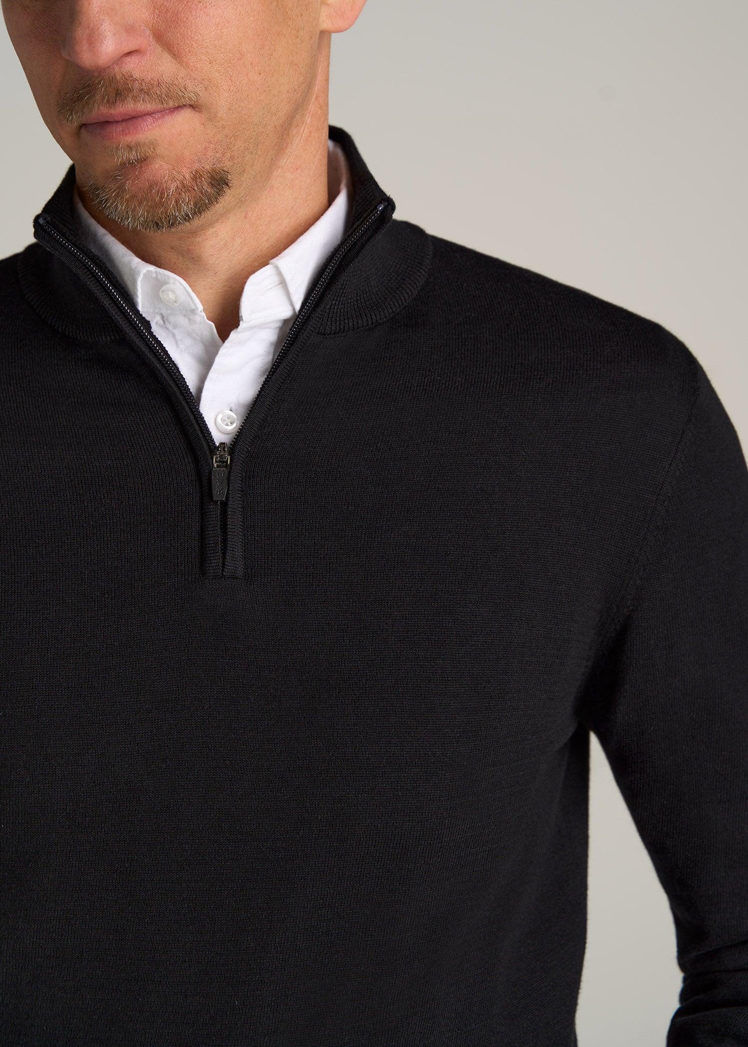 Everyday Quarter-Zip Tall Men's Sweater in Black Product Image